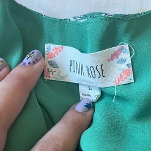Green and Floral Pink Rose Tank
